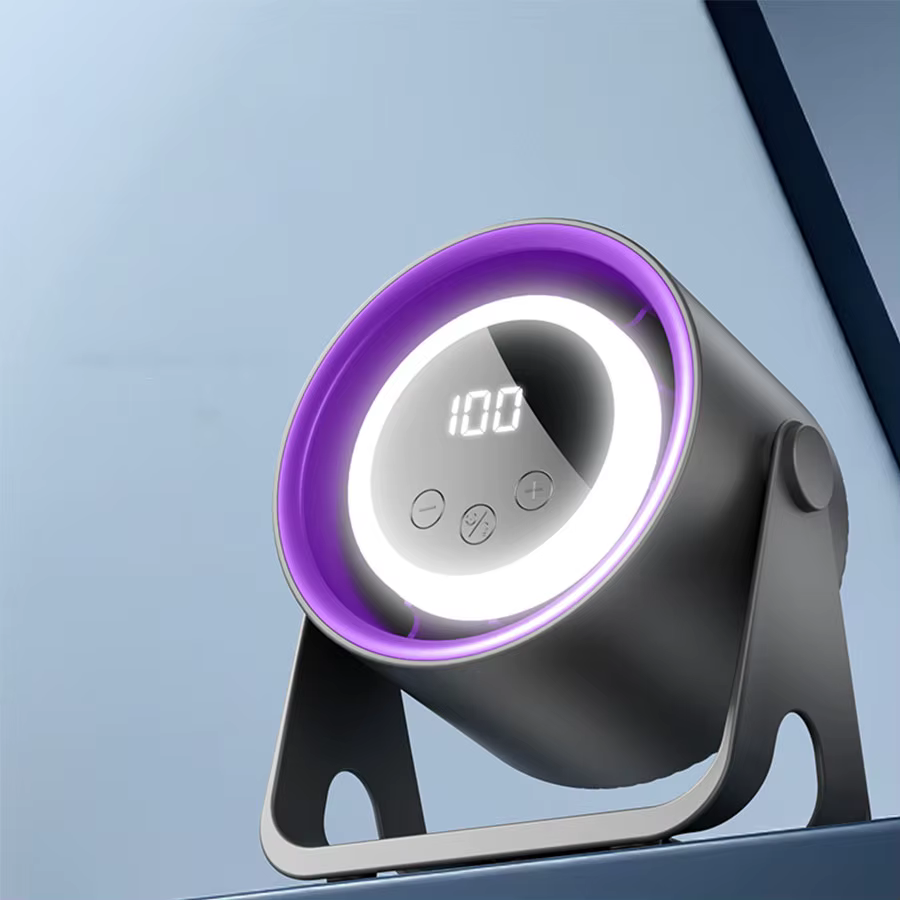 Ventilateur avec lumière nocturne, portable, silencieux, affichage numérique, charge USB, réglage à