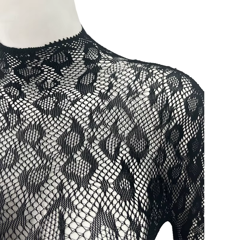 Body transparent en dentelle pour femmes, combinaison en résille à manches longues, élastique, pour 