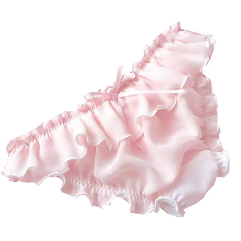 Lolita – sous-vêtements Sexy taille basse, à volants, respirants, doux, couleur unie, slips avec nœu