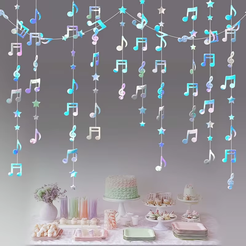 Notes de musique étoile bannière suspendue paillettes thème musical décoration concerts de mariage f