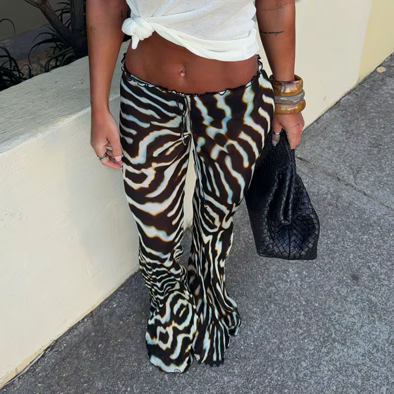 Ensemble Chic Femme 2026 pour Vacances : Haut Débardeur Long Col V et Pantalon Large en Chiffon Tran