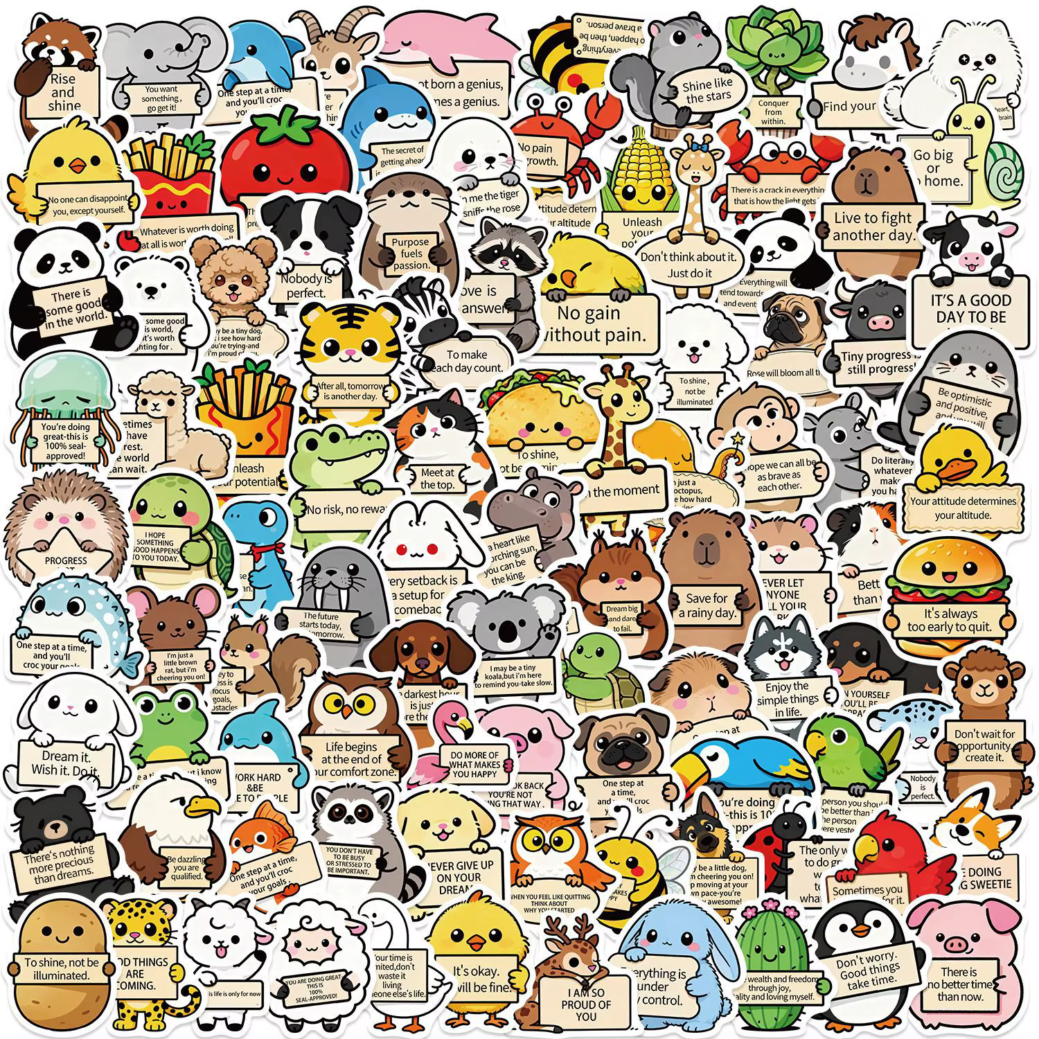 50/100 pièces Support émotionnel Animal drôle MEME autocollants bricolage téléphone guitare ordinate