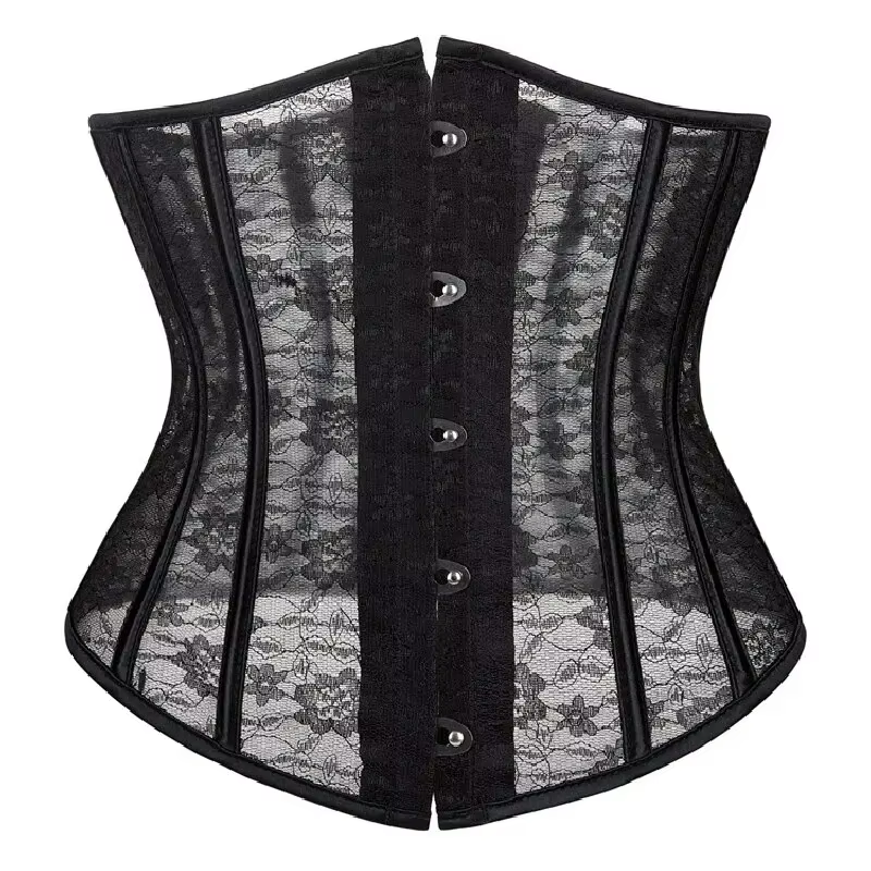 Corset sous le buste en maille transparente pour femme, lingerie gothique, haut sexy, serre-taille v