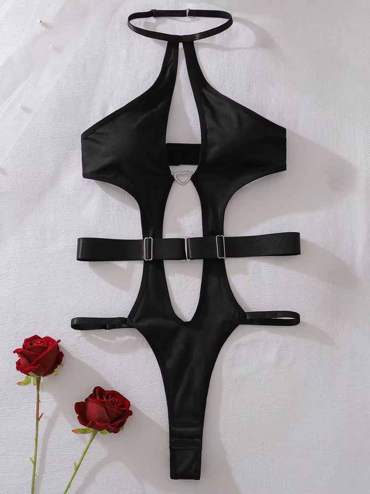 Belamimi Combinaison moulante dos nu pour femme, tenue une pièce amincissante avec ceinture réglable