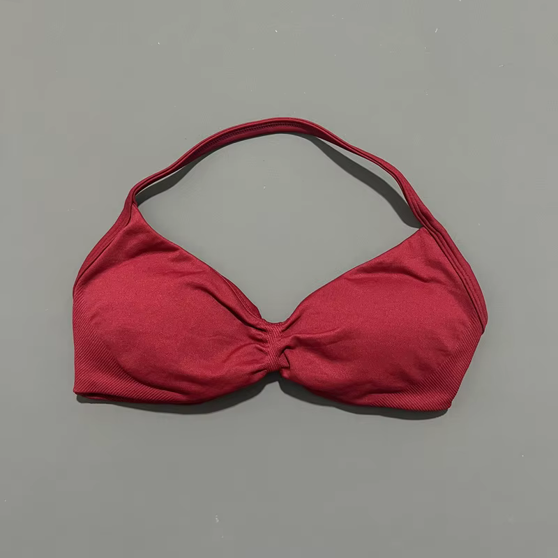 Soutien-gorge de sport à bretelles fines pour femme, maintien élevé, sans couture, style halter, eff