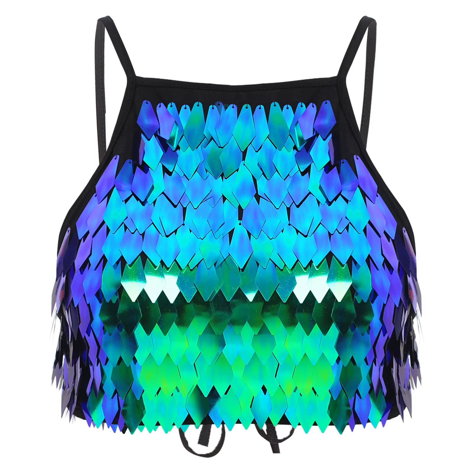 Soutien-gorge à franges à paillettes brillantes, Mini débardeur Sexy à lacets, Camisole pour femmes,