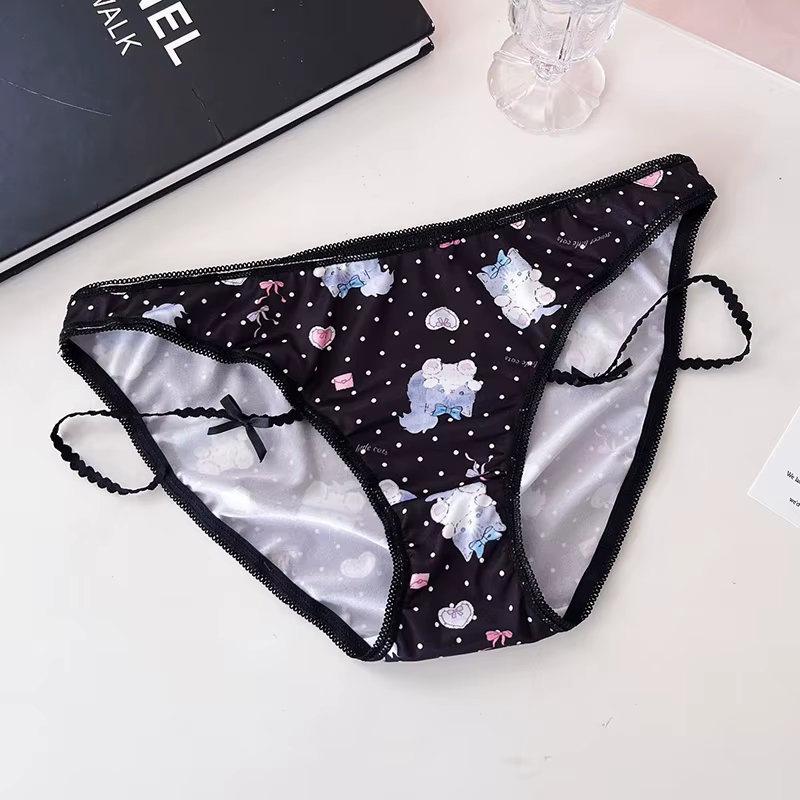 Filles culottes mince Sexy japonais mignon chat femmes slips glace soie dame String sous-vêtements f