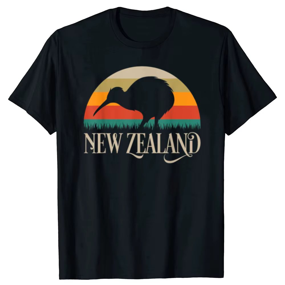 T-shirt amusant à motif rétro oiseau kiwi de Nouvelle-Zélande, style décontracté élégant, t-shirt co