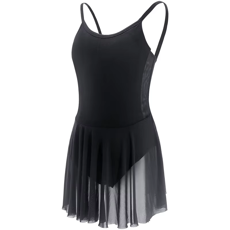 Justaucorps THEEPER à bretelles spaghetti avec empiècements en maille et jupe en tulle, justaucorps