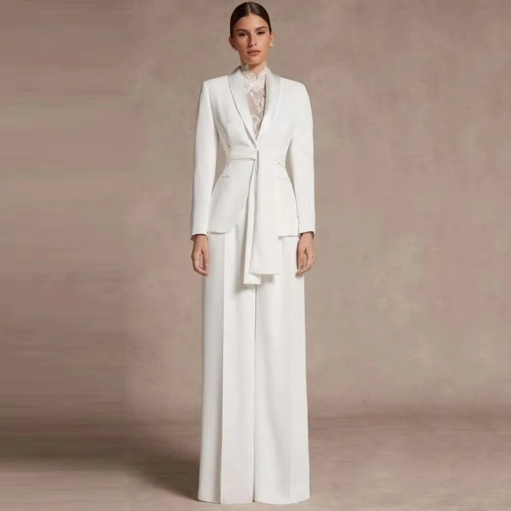 Costume de bureau pour femme, blazer et pantalon, ensemble formel blanc, veste et pantalon, tenue de