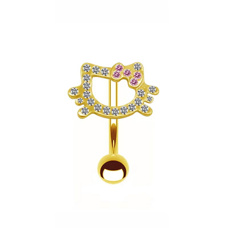 Hello Kitty corps Piercing nombril anneau Kawaii Zircon nombril clou acier inoxydable nombril penden