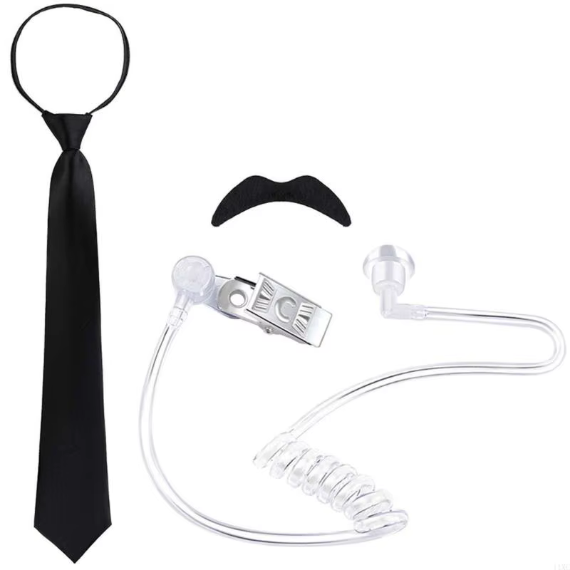 Costume cosplay garde sécurité, y compris l'écouteur verres noirs cravate cou