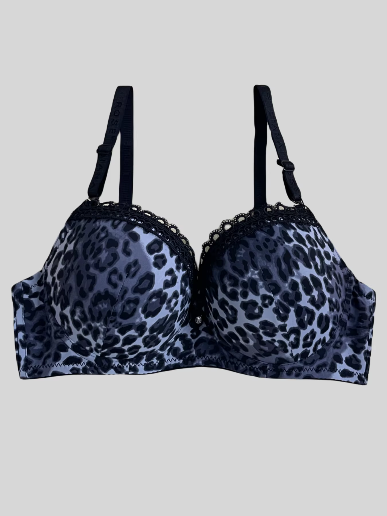 Diana-Soutien-gorge push up à imprimé léopard rose pour femme, avec anneau en acier, bonnet B, sous-