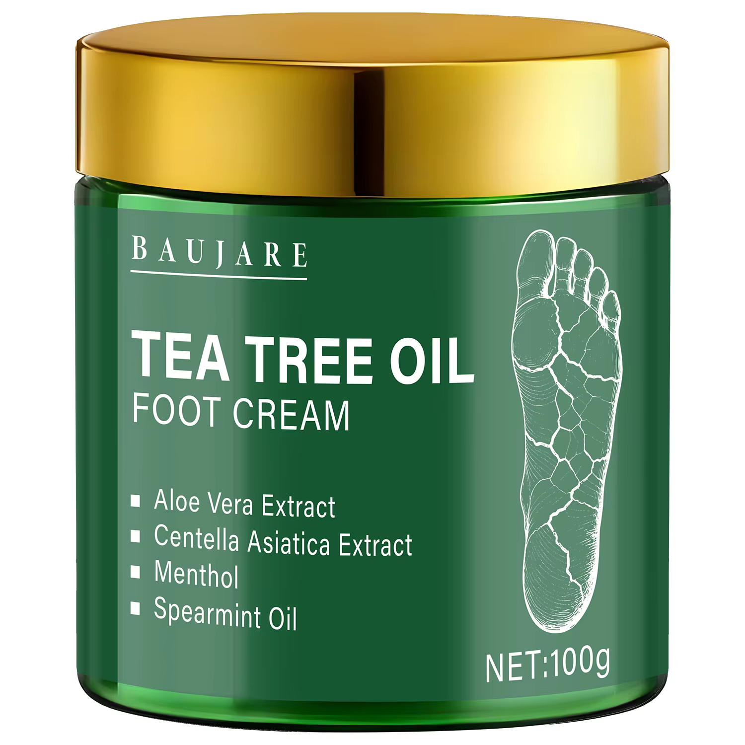 Crème pour les pieds à l'huile d'arbre à thé à l'aloe vera, Centella Asiatica, huile de mentholique