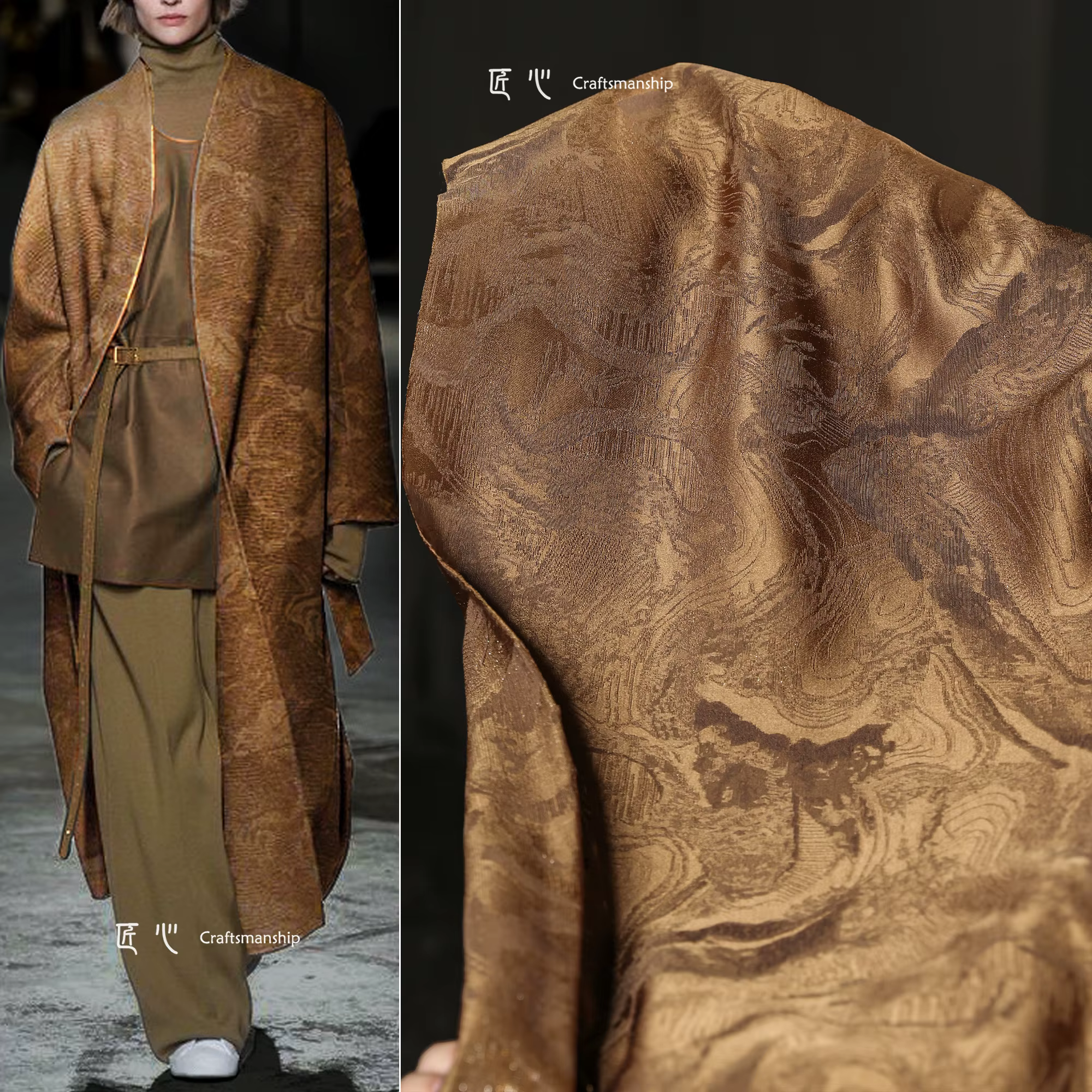 Veste Jacquard de Style Chinois avec Visage de Cheval, Vêtement en Tissu de Styliste, Couleur Café l