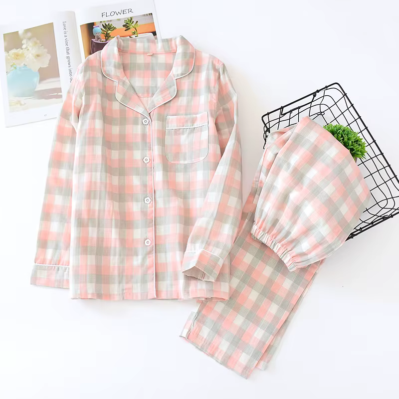 Pyjama 100% coton pour Couple, ensemble deux pièces, pantalon à manches longues, imprimé Simple à ca