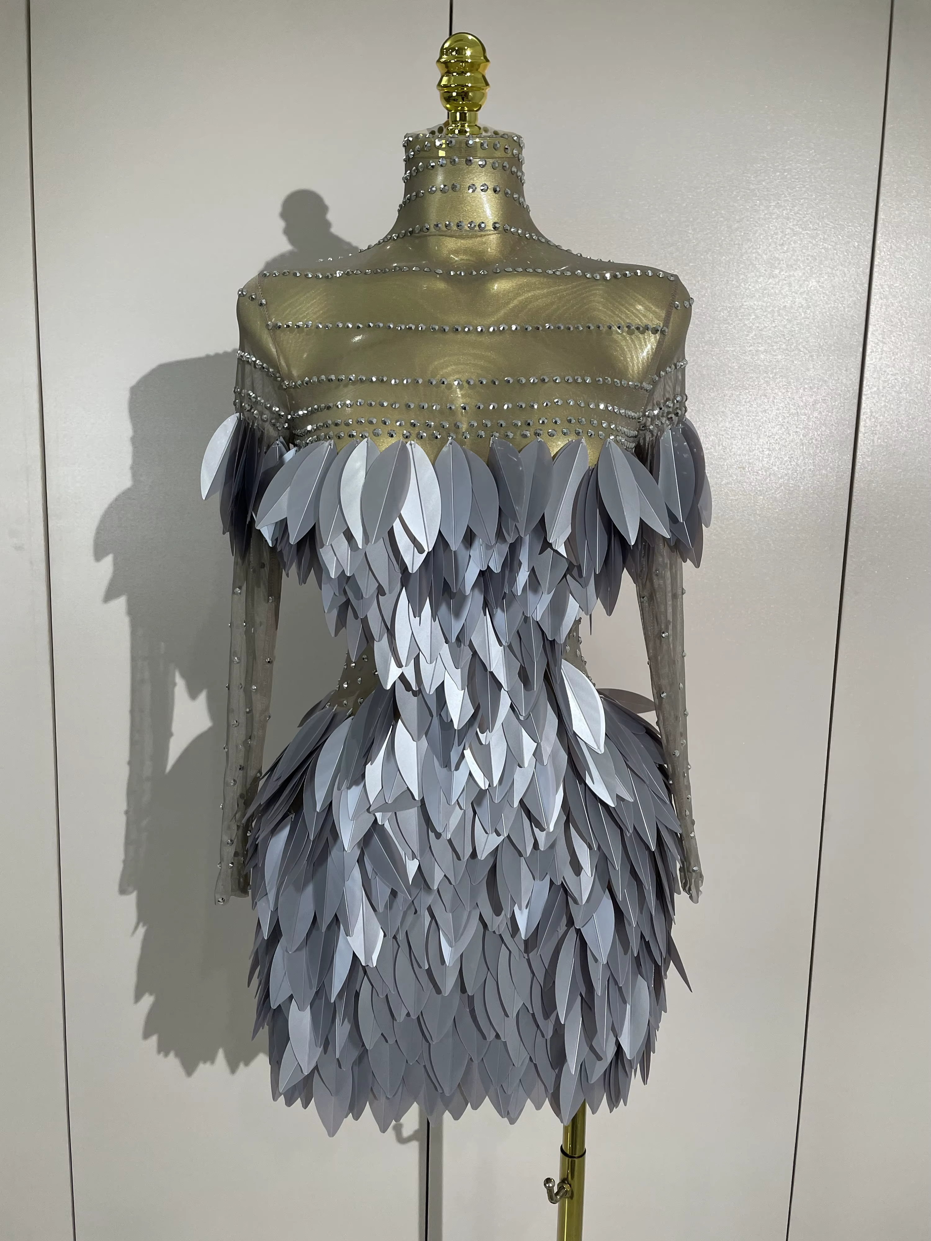 Mini robe transparente en maille pour femmes, tenue de soirée de luxe, anniversaire, boîte de nuit,