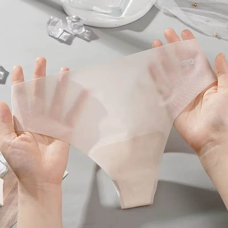 Culottes transparentes M-L pour femmes, ultra-fines, sexy, sans couture, taille basse, couleur unie,