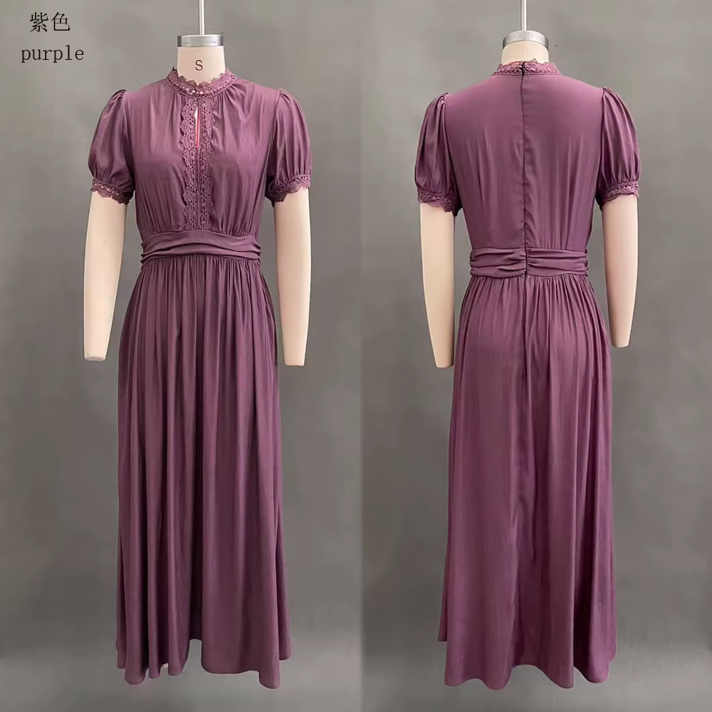 Robe longue col en V pour femme, printemps-été, avec taille cintrée, ourlet à volants, en mousseline