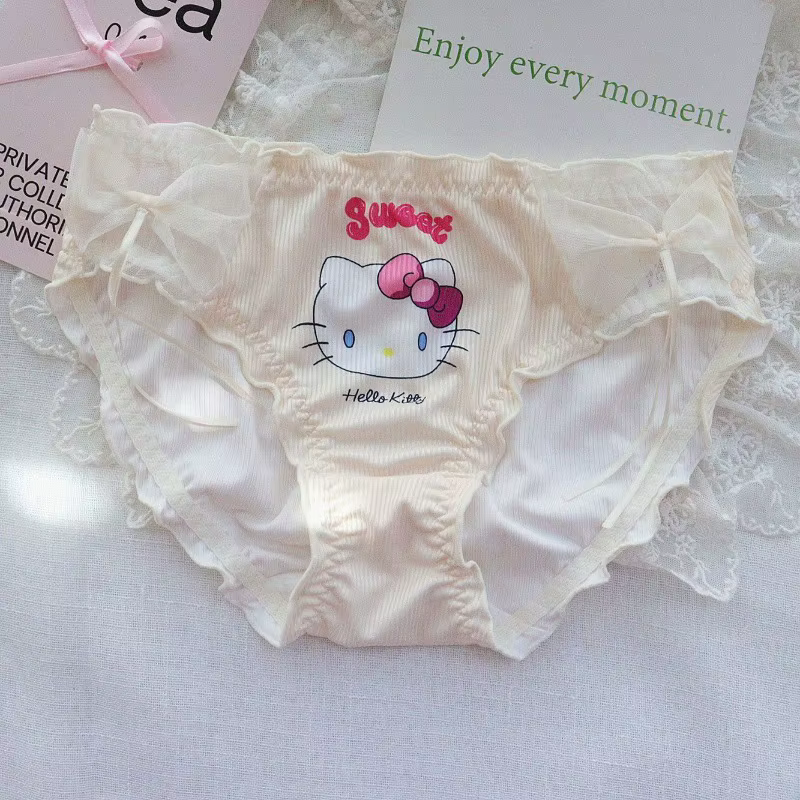 Sanrio Hello Kitty culottes dessin animé mignon femme Sexy nœud slips fille douce taille basse confo