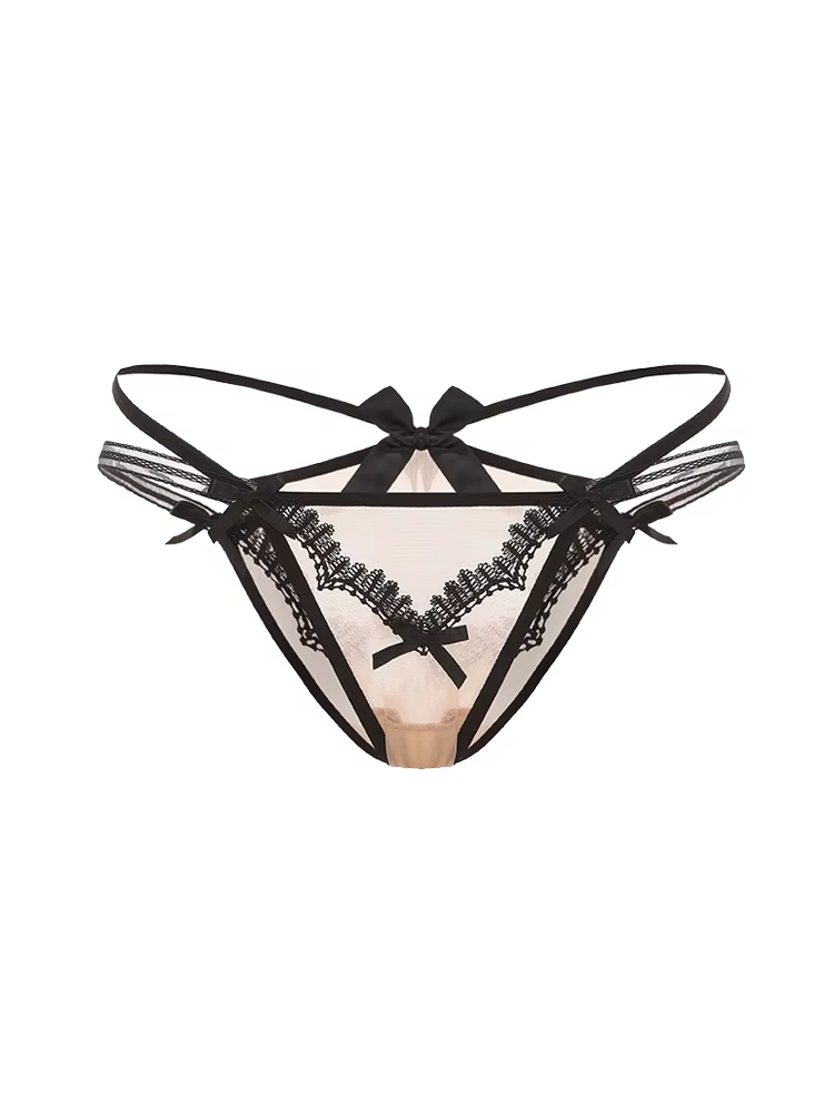 String Sexy en dentelle pour femmes, sous-vêtements à la mode, ceinture croisée, string Transparent,