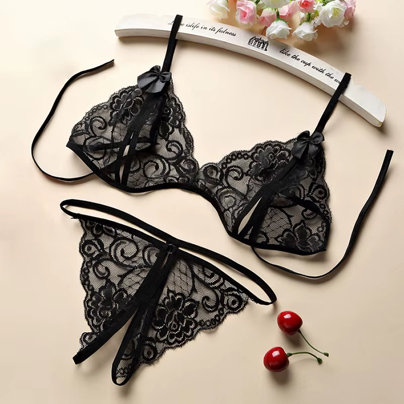 Ensemble Sexy pour femme, Lingerie bordeaux, porte-jarretelles, sous-vêtements avec anneaux de jambe