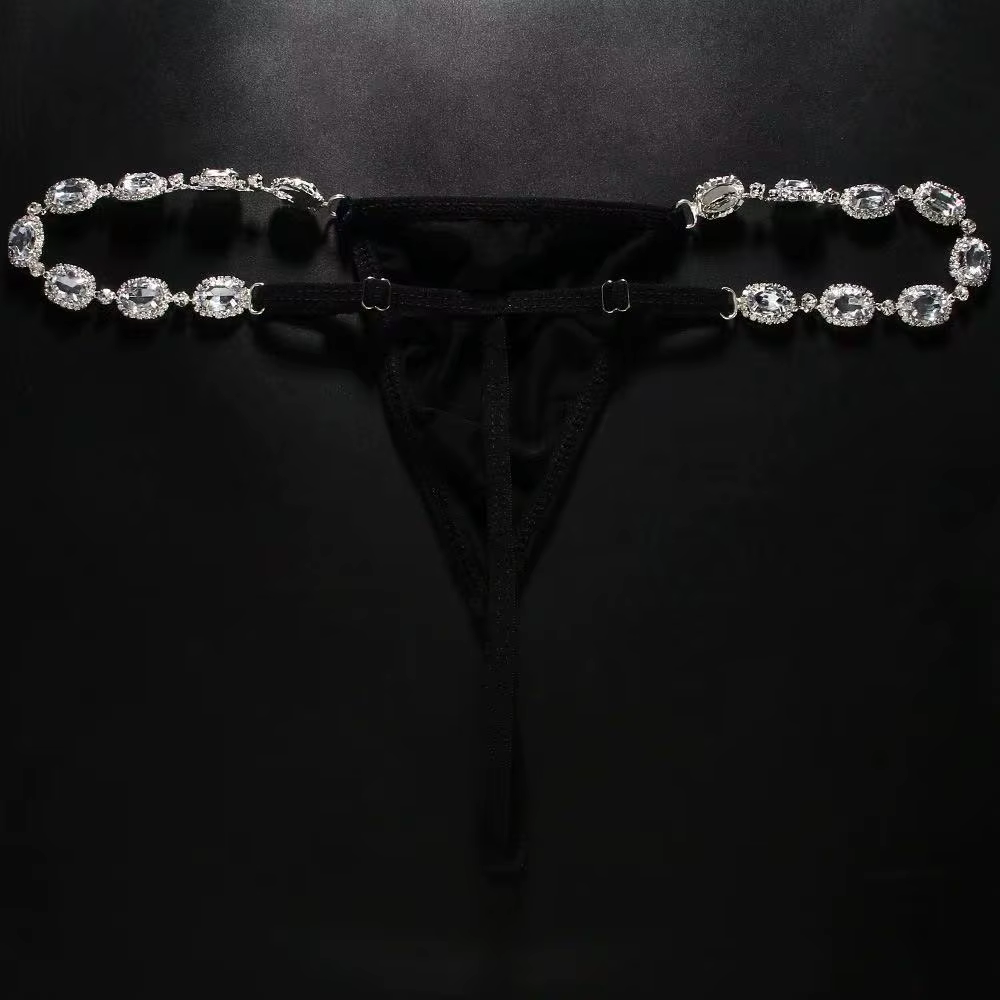 String de luxe en strass pour femmes, sous-vêtement bikini, tissu Sexy, culotte tanga, accessoires, 