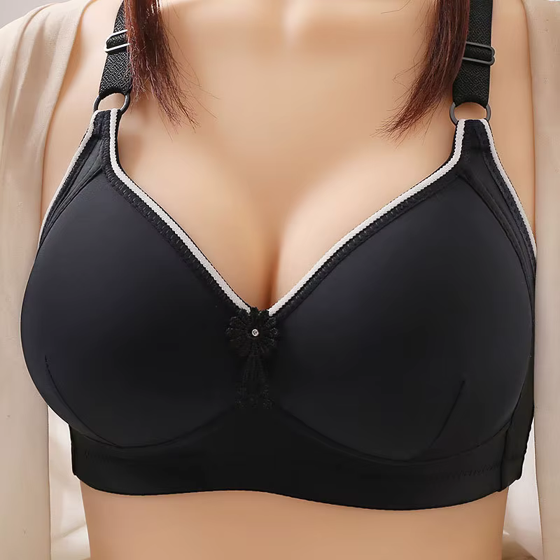 Soutien-gorge froncé confortable et lisse pour les mères d'âge moyen et âgées, sans anneau en acier,