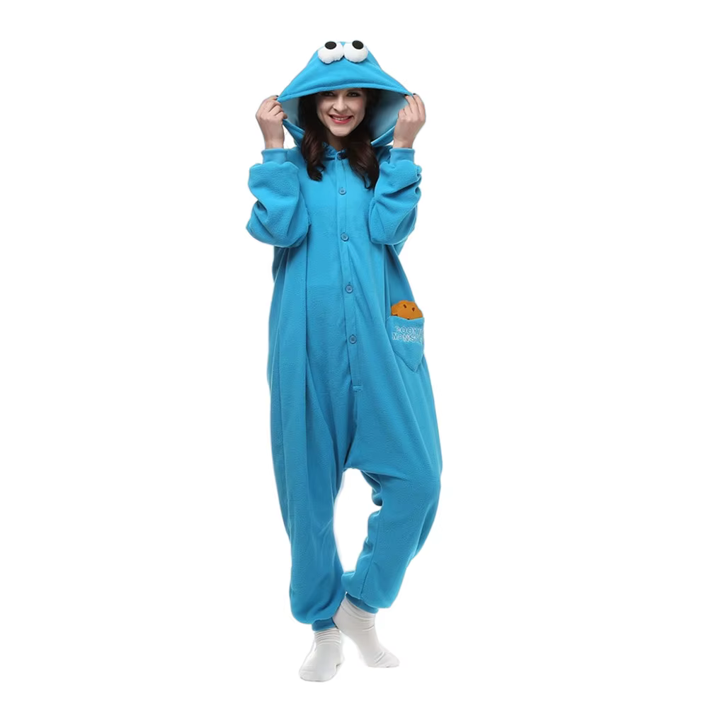 Adultes Animal Kigurumi Cookie monstre Costume dessin animé Onesies pyjama Halloween carnaval fête c