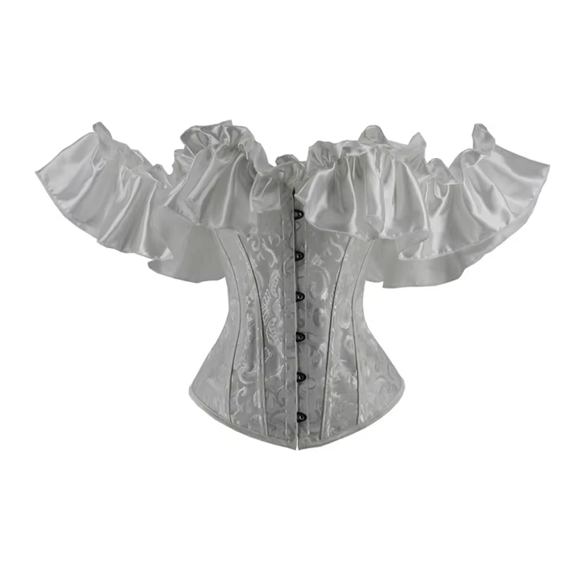 Chemisier Corset Épaules Dénudées Sexy Gothique, Haut Bustier à Volants, Ceinture Amincissante, Cors