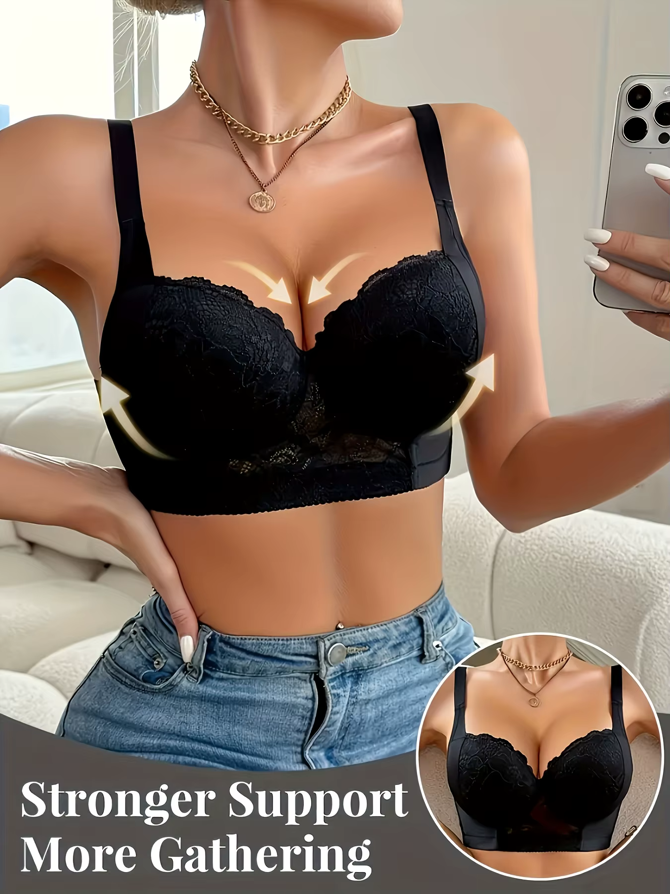 Soutien-gorge pliable en dentelle pour femme, style européen élégant - confortable et respirant, bre