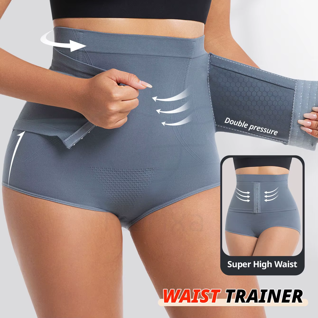 Femmes sans couture taille haute Cincher culotte slips forte Compression Faja Shaperwear ventre cont