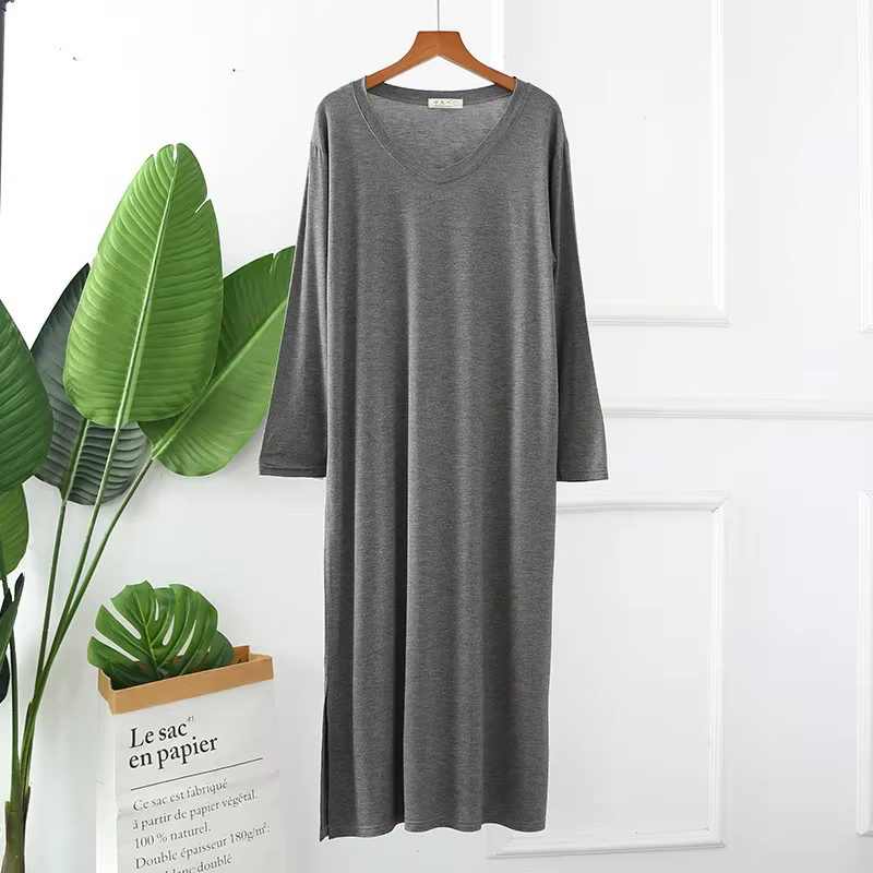 Chemise de Nuit à Manches sulfpour Femme, en Coton Modal, Multicolore, Grande Taille, Vêtements de P