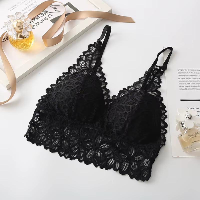 Soutien-gorge sans couture pour femme, en dentelle sexy à bonnets triangulaires, dos élégant, sans a
