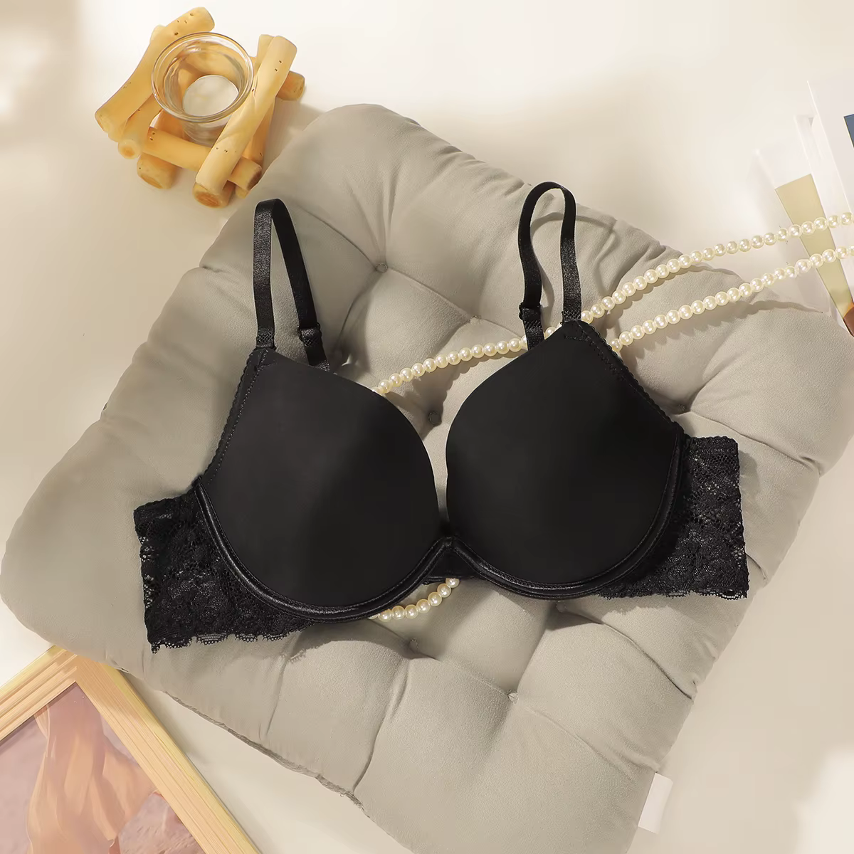 Soutien-gorge Viomisha Femme Push Up Armature Rembourré Décolleté Profond Bretelles Dentelle Couvert