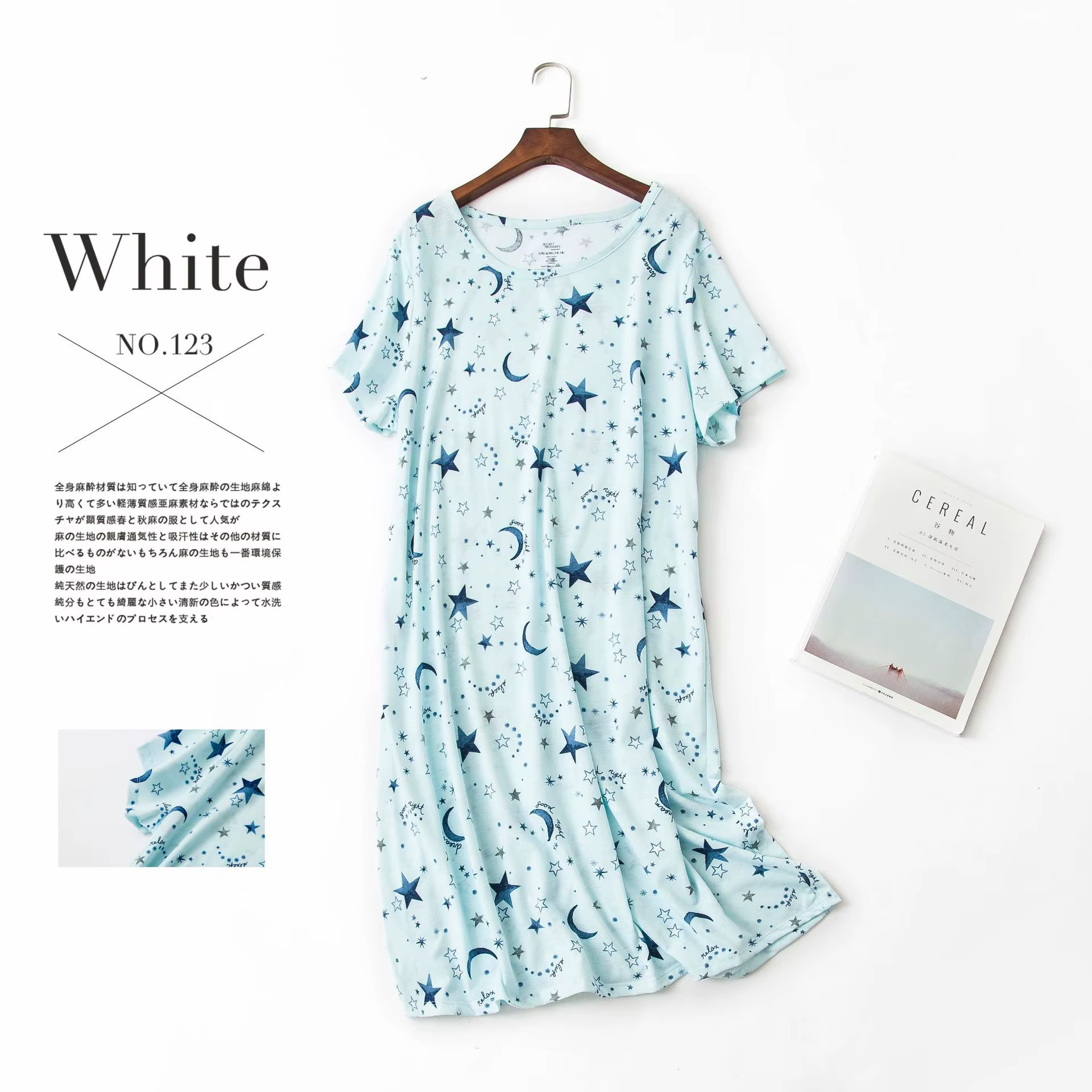 Chemise de nuit mi-longue imprimée pour femmes, vêtements de maison en coton, dessin animé mignon, t