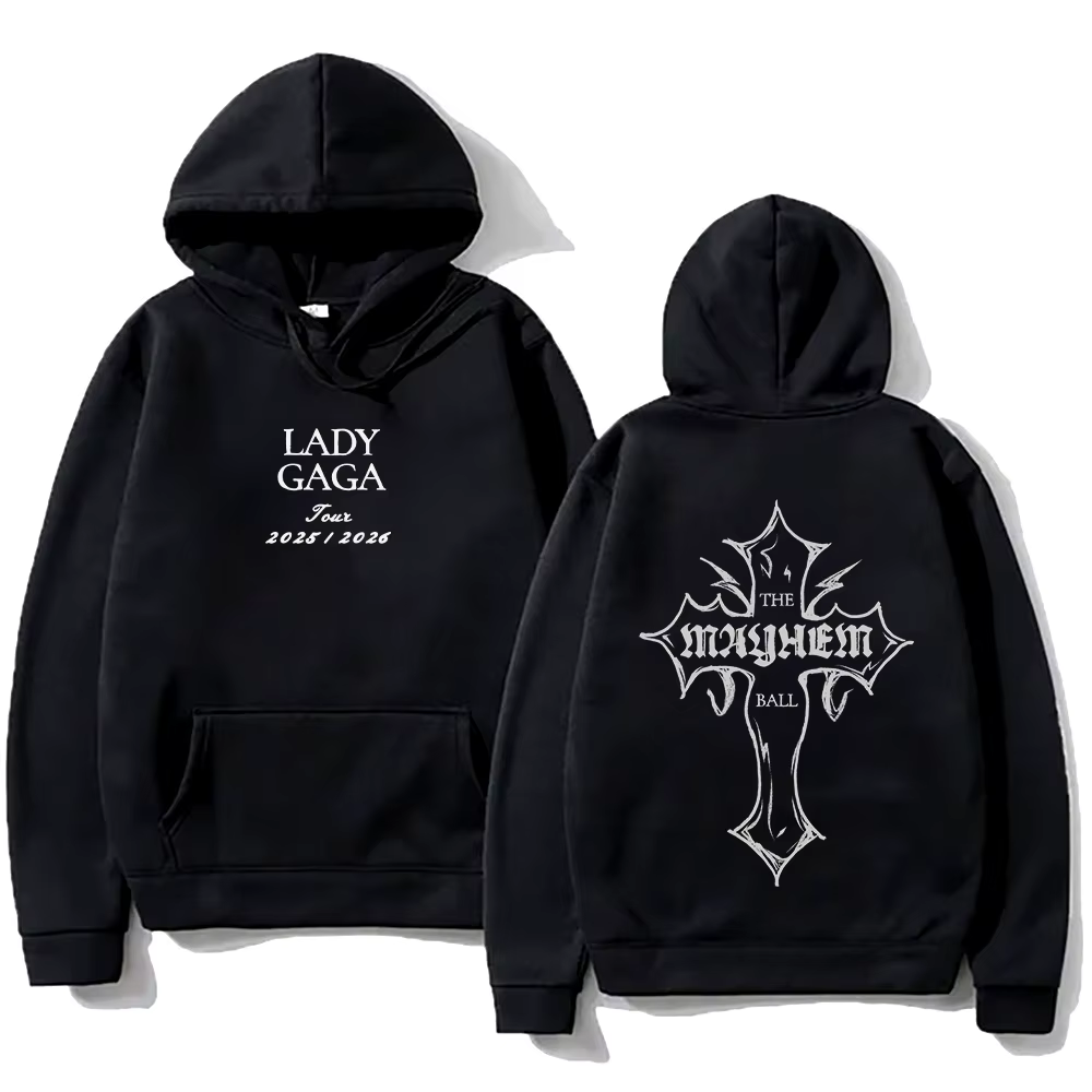 Lady Gaga mode sweats à capuche Lady Gaga MAYHEM croix coupure impression sweat automne rétro avec v