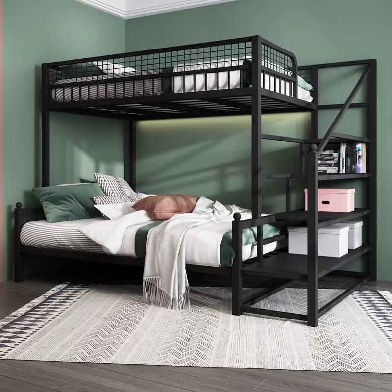 Meubles de chambre à coucher intégrés de Style industriel, lit mezzanine superposé en métal pour adu