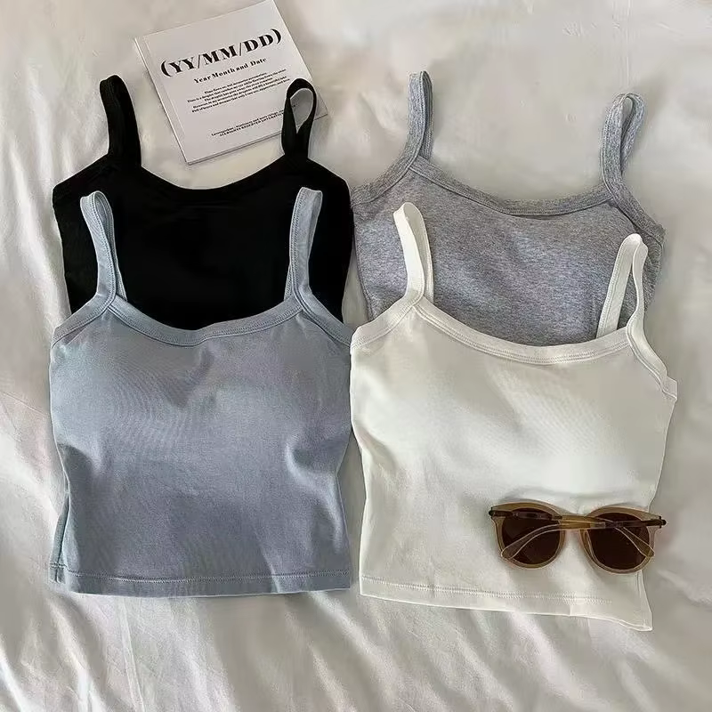 Haut court femmes Sexy hauts sans manche mode femme sous-vêtements dame Camisole fille basique T-shi
