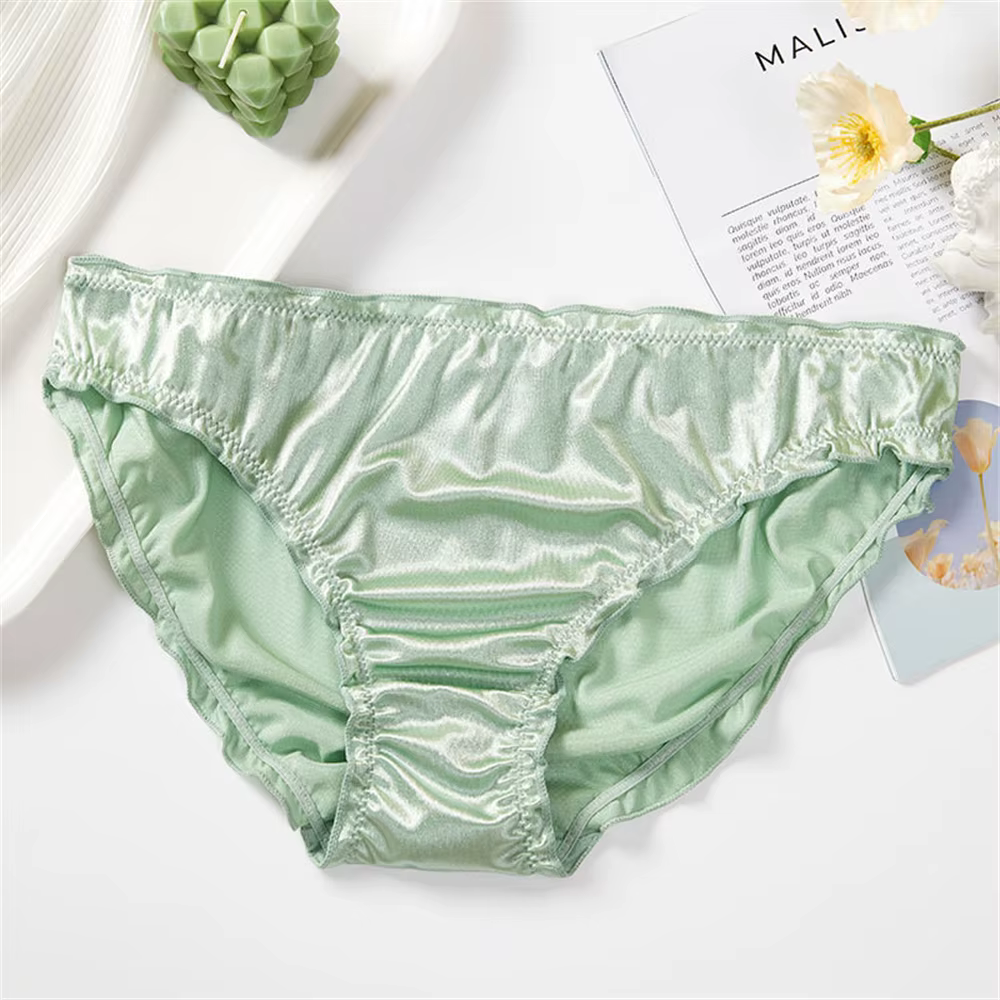 Dames volants garniture Satin glace soie sans couture No Show sous-vêtements slips invisibles grande