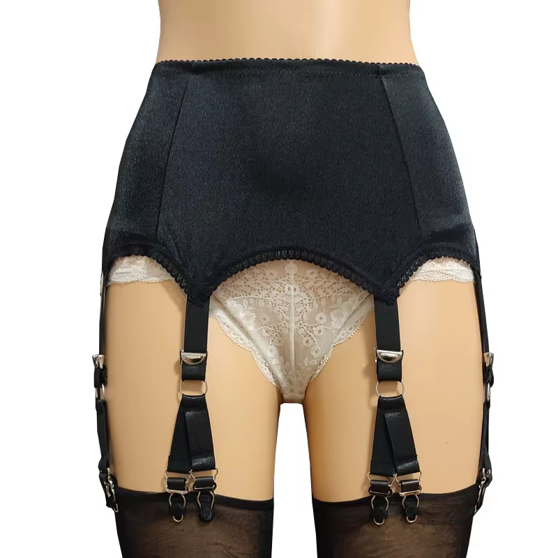 Porte-jarretelles Vintage pour femmes, Sexy, avec bas en dentelle, rétro, taille haute, 6 bretelles,