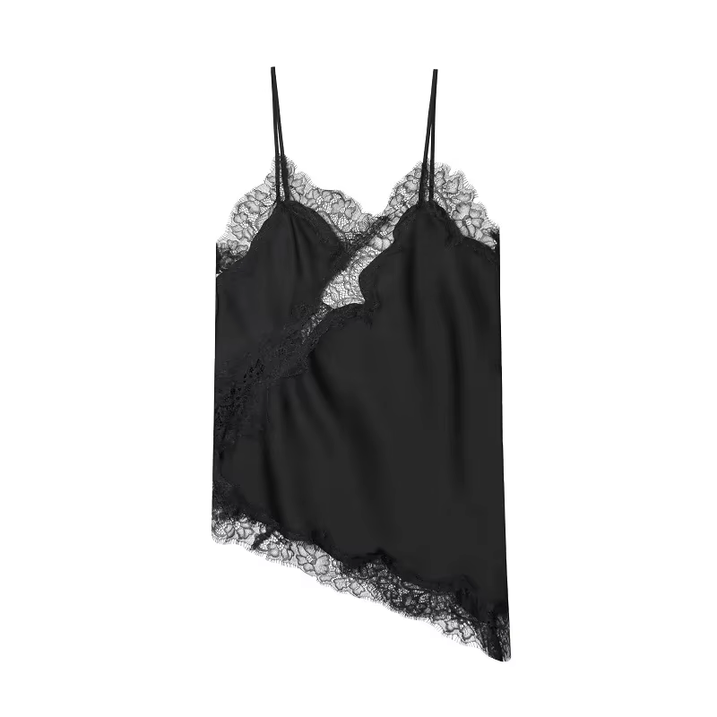MUJER femmes hauts noir dentelle haut femme Sexy dos nu hauts pour femmes Camisole hauts sans manche