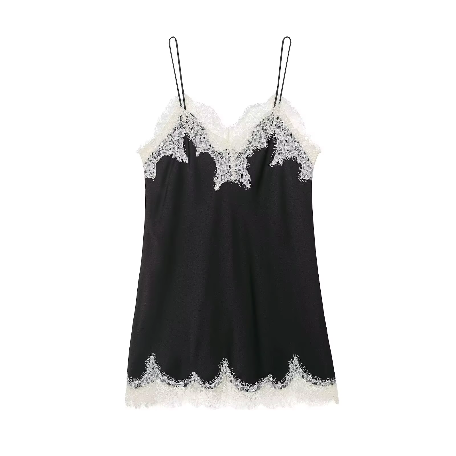 HH été femme mode Sexy sans manches dos nu dentelle décoration soie Satin Texture Camisole haut femm