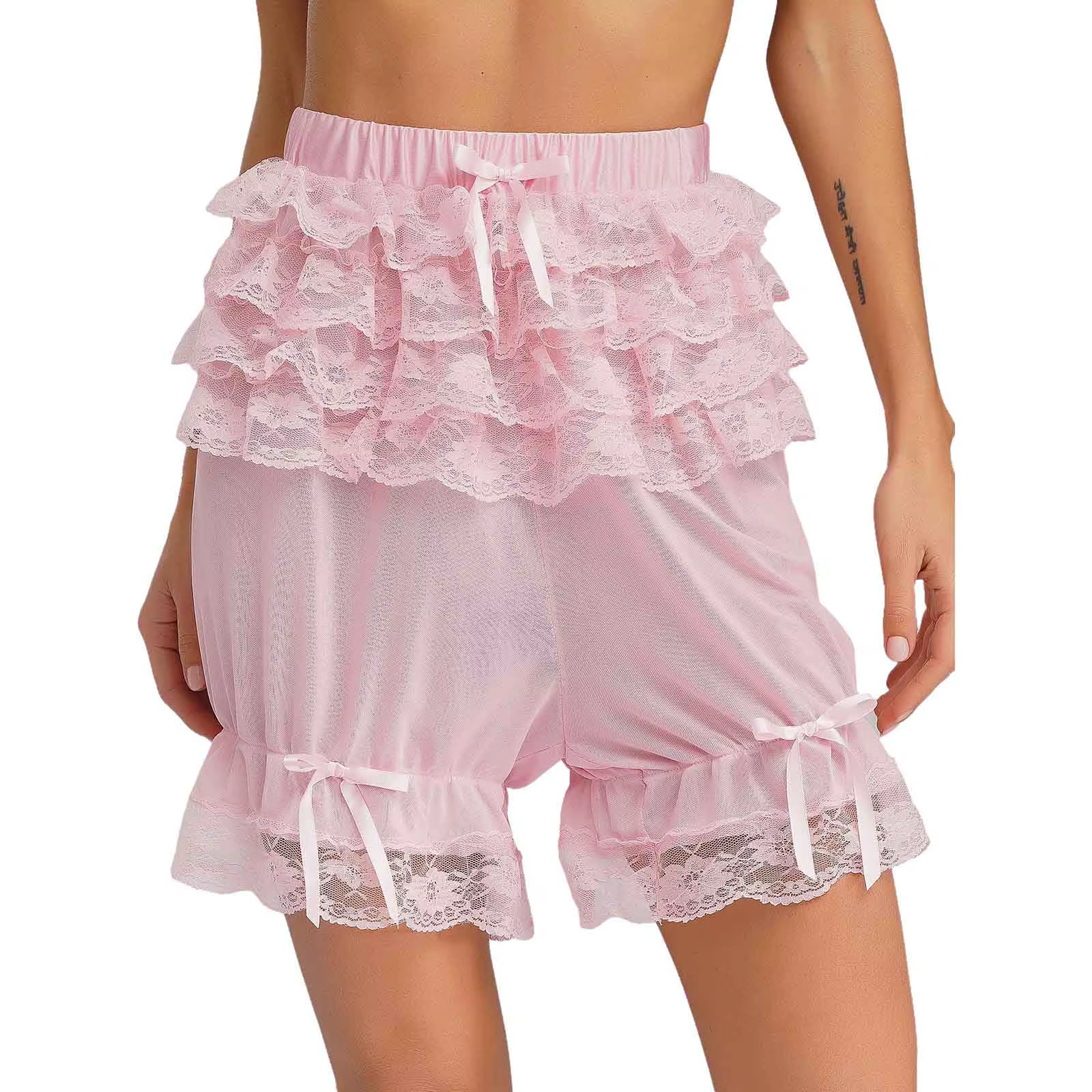 Femmes pure dentelle culottes Bloomers à plusieurs niveaux à volants arc citrouille caleçons filles 