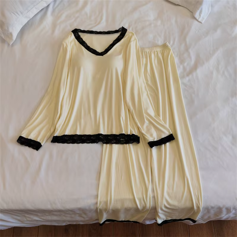 Pyjama élégant pour femmes, ensemble pantalon à manches longues, Modal doux, décontracté, coussin de