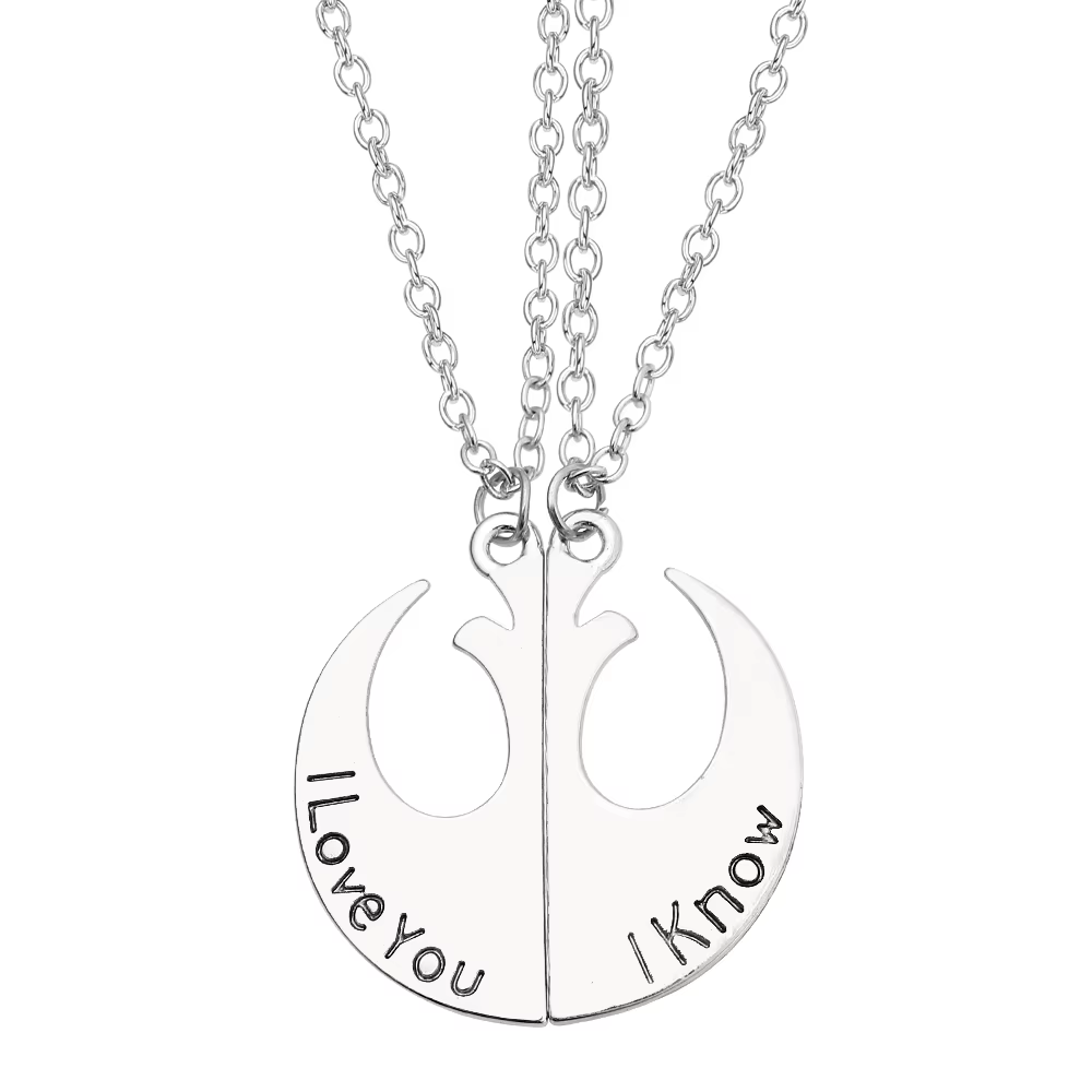 Collier pendentif en métal créatif inspiré du cinéma, motif lettres « I Love You I Know », accessoir