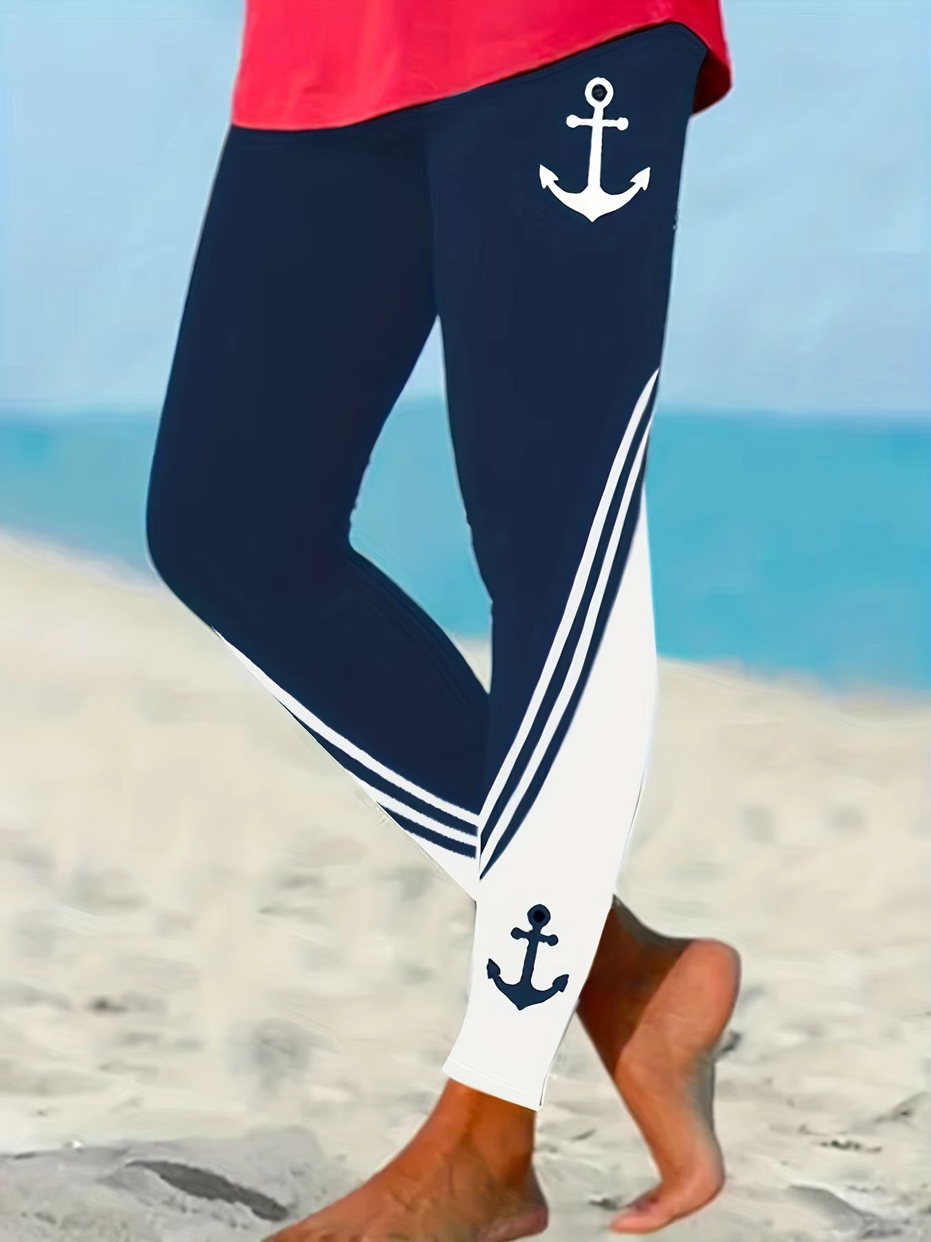 Leggings imprimés élégants et ajustés pour femmes, parfaits pour les vacances à la plage, les tenues