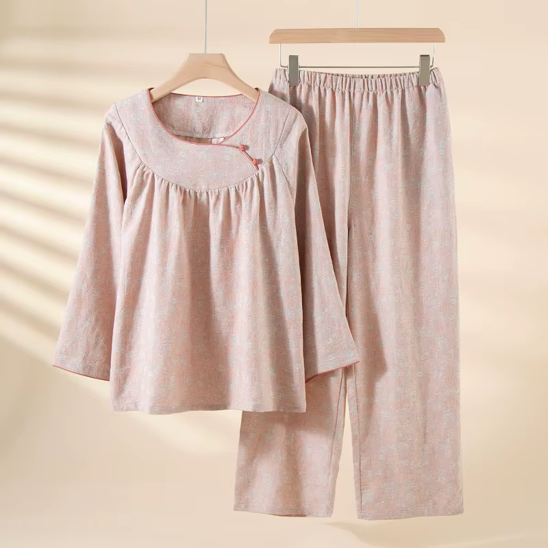 Ensemble pyjama 100% coton pour maman, vêtements de nuit pour femmes d'âge moyen, coupe ample, grand