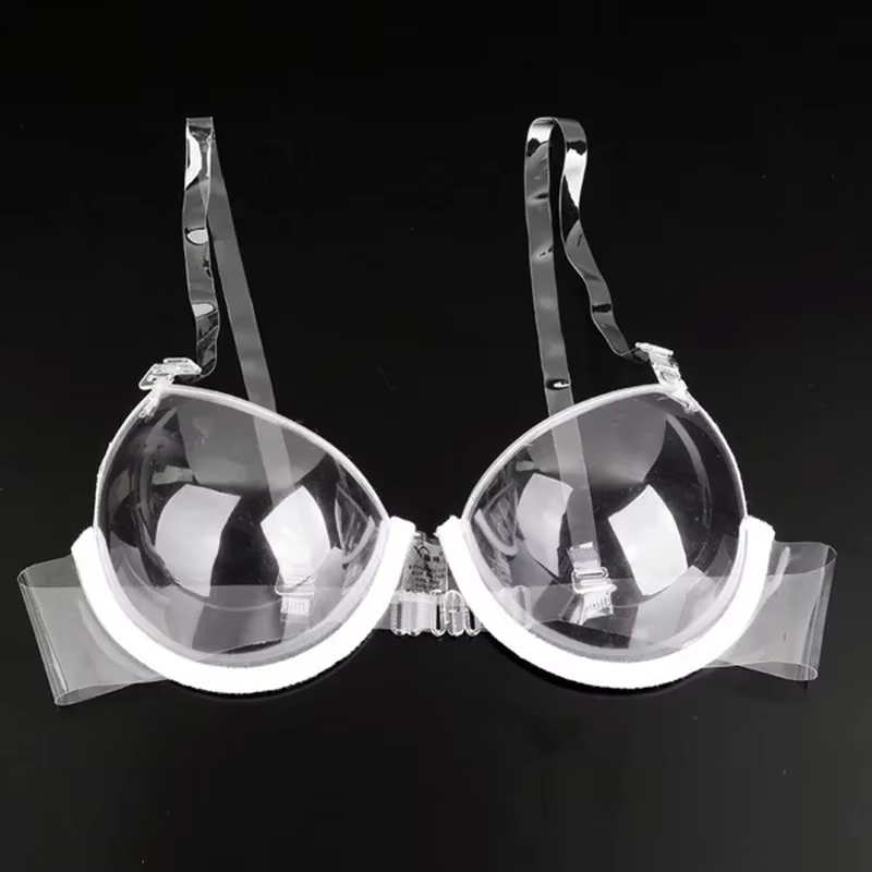 Soutien-gorge push-up transparent sexy pour femme, avec bretelles réutilisables en TPU, lingerie inv
