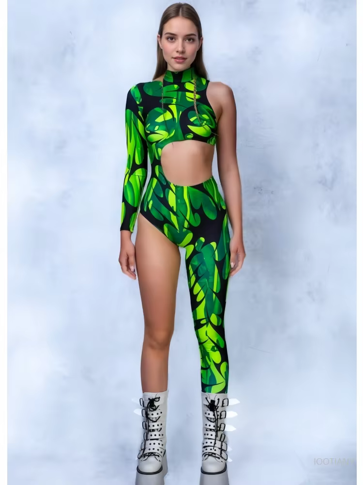 Costume de Festival asymétrique, combinaison gothique pour femmes, Cyberpunk, Cosplay, spectacle de